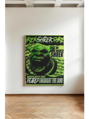 Kanvaspera Shrek Dev - Kanvas Tablo - Efsane Film Karesi, Yeşil Siyah Grafiti Sanatı Tablosu