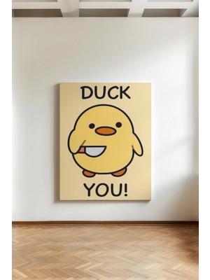 Kanvaspera Ördek Ruh Hali - Kanvas Tablo - Sarı Karakterli Neşeli ve Eğlenceli Duvar Aksesuarı