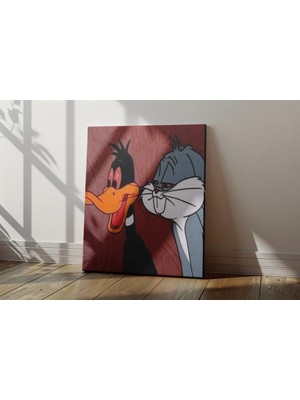 Kanvaspera Bugs Bunny & Daffy Duck - Kanvas Tablo | Nostaljik Çizgi Film | Neşeli Duvar Dekorasyonu
