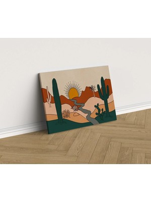 Kanvaspera Çöl Gün Batımı - Kanvas Tablo | Sade Çizim | Çağdaş Duvar Dekorasyonu