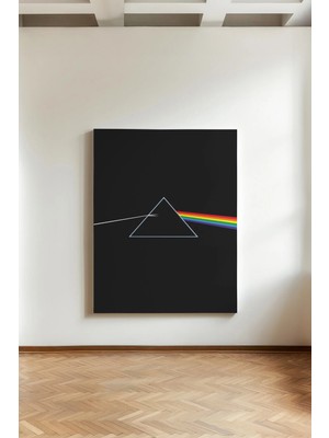Kanvaspera Geometrik Prizma ve Renkli Yay - Kanvas Tablo - Nostaljik ve Çağdaş Dekorasyon (Pink Floyd)