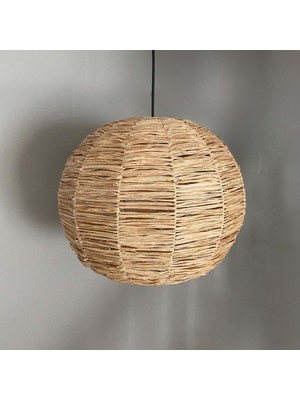 Noldecoration Büyük Küre Çap 42CM, Yükseklik 36CM Elyapımı Hasır Rafya Minimal Japon Orta Tekli Avize