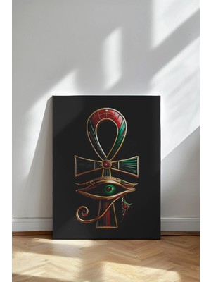 Kanvaspera Ankh Haçı ve Horus Gözü - Kanvas Tablo
