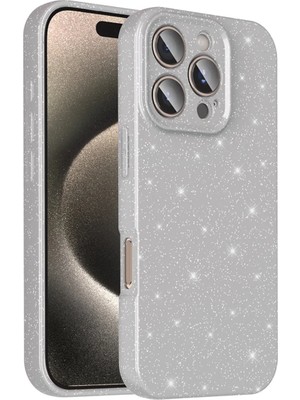 Ahlttiba Apple iPhone 16 Pro Max Cep Telefonu Için Uyumlu Kılıf Kapak Kamera Korumalı Simli Lüks Koton