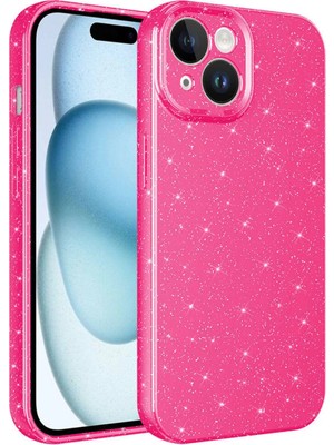 Apple iPhone 15 Plus Kılıf Kamera Korumalı Simli Lüks Cep Telefonu Için Uyumlu Kapak Koton Kapak
