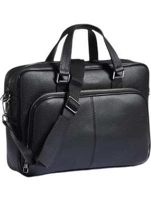 Başkent Çanta  Unisex 15.6 Siyah Deri Laptop Bölmeli Evrak Çantası
