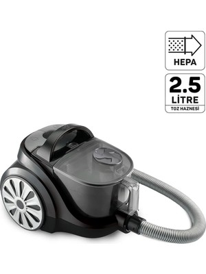 Arzum FL493 Felix Pegno Cyclone Filtreli 2,5 lt Toz Torbasız Elektrikli Süpürge,899W,HEPA Filtre,Gri