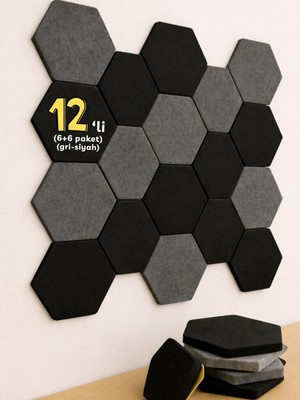 Beylini 12'li Akustik Panel Keçe Kendinden Yapışkanlı Duvar Kaplama Ses ve Isı Yalıtım Duvar Kaplama 10 mm Kalınlık 26X30 cm