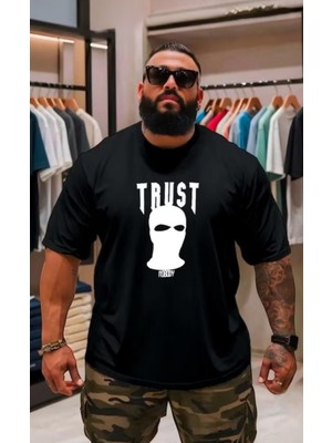 Punix Punıx Özel Tasarım Trust Baskılı Ter Tutmayan Yazlık Erkek Bıg Sıze Battal T-Shırt