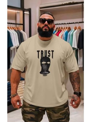 Punix Punıx Özel Tasarım Trust Baskılı Ter Tutmayan Yazlık Erkek Bıg Sıze Battal T-Shırt