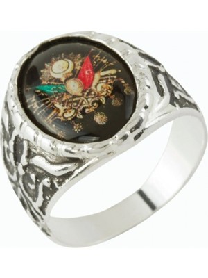 Marsilyan Osmanlı Bayraklı Metal Erkek Yüzük