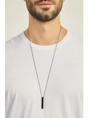 Yümanın Yumağı Unisex Siyah Kaplama Cubuk Kolye