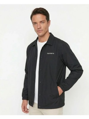 Marsilyan- Erkek Yağmur Itici Iç Astarlı Çıtçıtlı Iç Cepli Dış Cepli Mevsimlik Ceket - Siyah