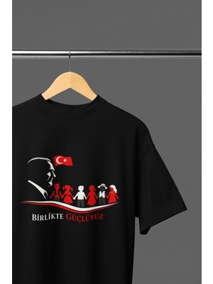 Ontunew 23 Nisan Baskılı Bisiklet Yaka Pamuklu Kısa Kollu Erkek ve Kız Çocuk Tişört