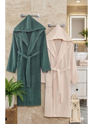 Double Bathrobe  Kapüşonlu Oversize Bornoz Seti / Unısex