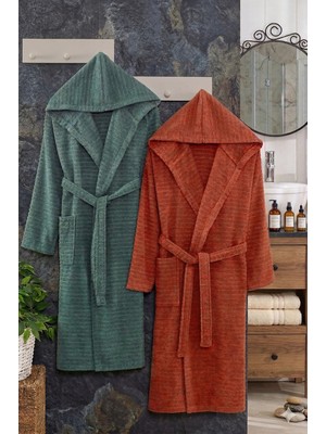 Double Bathrobe  Kapüşonlu Oversize Bornoz Seti / Unısex