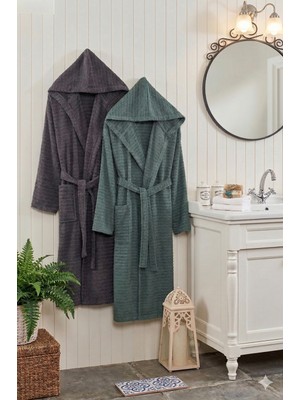 Double Bathrobe  Kapüşonlu Oversize Bornoz Seti / Unısex
