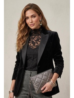 Estrella Paris Lavita Portföy & Clutch Çanta Çıkarılabilir Bileklik Askılı Gri 25 x 19 cm