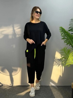 Marsilyan- Kadın Iki Iplik Viskon Pamuk Kumaş Arma Detaylı Ikili Takım