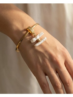 Altın Kaplama Açılabilir Klipsli Çubuk Inci Charm