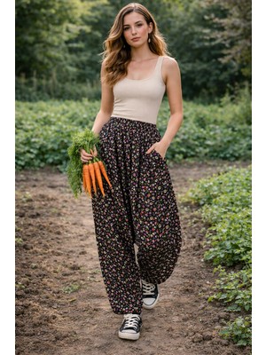 Hoaryage Turlu Viskon Penye Şalvar Pantolon , Paçası Manşetli Sosyete Şalvar %100 Pamuk 36-44 Beden