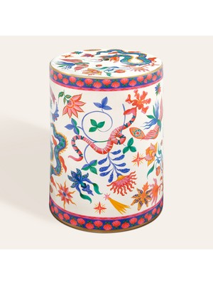 Zsa Zsa Zsu Tanbu Porselen Tabure 31X31X44 cm Beyaz - Renkli