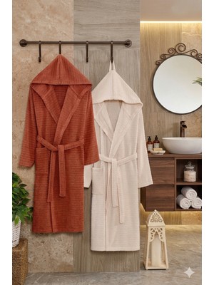 Double Bathrobe  Kapüşonlu Oversize Bornoz Seti / Unısex