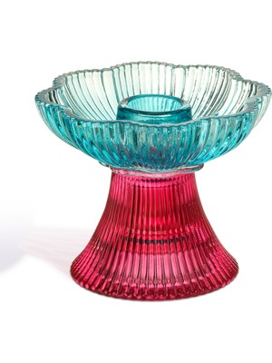 Zsa Zsa Zsu Nanjıng Cam Şamdan 10.2x10.2x8.2 Cm Renkli