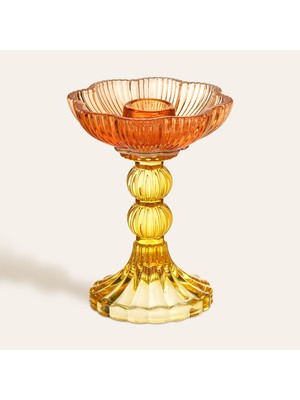 Zsa Zsa Zsu Nanjıng Cam Şamdan 10.2x10.2x13.5 Cm Renkli