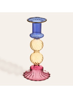 Zsa Zsa Zsu Nanjıng Borosilikat Cam Şamdan 8X8X17 cm Renkli