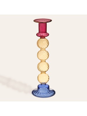 Zsa Zsa Zsu Nanjıng Borosilikat Cam Şamdan 8X8X25 cm Renkli