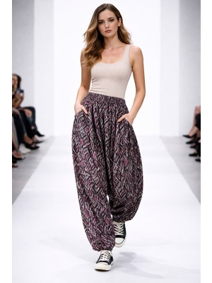 Hoaryage Turlu Viskon Penye Şalvar Pantolon , Paçası Manşetli Sosyete Şalvar %100 Pamuk 36-44 Beden