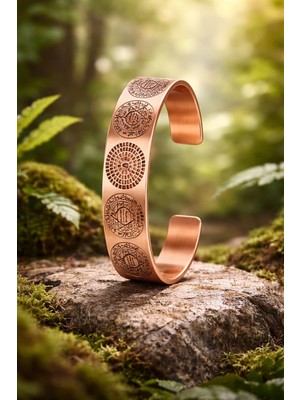 Fty Takı Moda Mistik Sembollü Bakır Bileklik -Şifa-Enerji-Koruyucu Tasarım