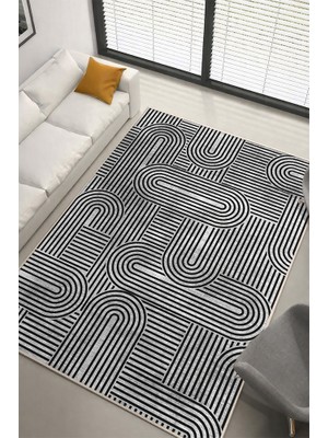 Lioara Home Modern Geometrik Çizgili Dijital Baskılı Halı – Modern, Kaymaz Taban, Salon & Oturma Odası Için Halı