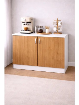 T Designo Asil Mutfak Alt Modül 120 cm Safir Meşe Tezgah Dahil