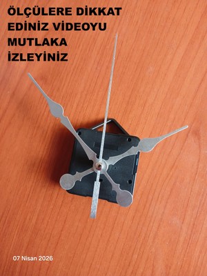 Cnr Shop Saat Mekanizması 14 mm Şaft Boyu Saat Motoru Sessiz Çalışır Akar Akrep Yelkovan Saniye(Askılı)