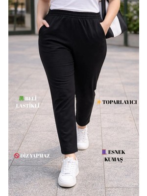 Cedy Denim Yüksek Kalite Siyah Büyük Beden Bayan Yüksek Bel Dar Paça Pantolon Esnek Kumaş ve Rahat Kalıp