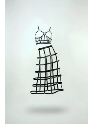 Pileli Store Pilelistore Siyah Etek Suni Deri Etek Kafes Detaylı Etek Midi Boy Deri Etek - BRF1013