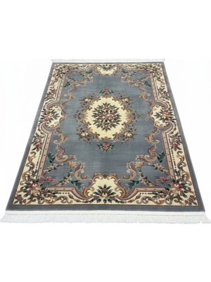 Ft Halı Gri Renkli Kabartmalı Çiçekli Model El Dokuma Çin Halısı