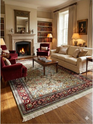 Ft Halı Yeşil Polenez Model Sümerbank Hereke El Dokuma Halı Altı Metrekare