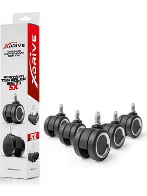 xDrive Premium 5'li Siyah Tekerlek Seti Ofis Aksesuarları için Dayanıklı ve Ergonomik