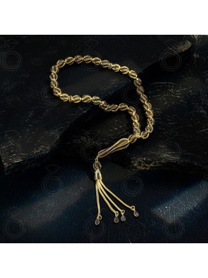 Modasilvers Altın Kaplama 925 Ayar Gümüş Oniks Taşlı Özel Tasarım Tesbih