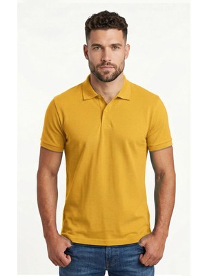 Erkek Polo Yaka Penye %100 Pamuklu Düğmeli T-Shirt