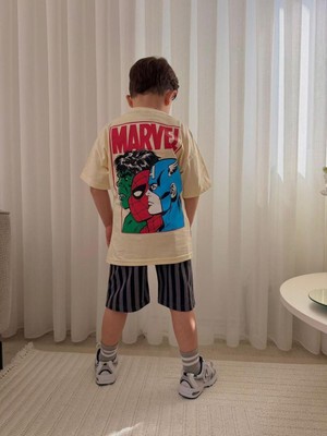 Cg Kids Marvel Örümcek Adam Hulk Kaptan Amerika Iron Man Kaliteli Baskılı Erkek Çocuk Alt Üst Takım