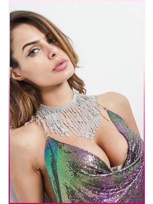 Pileli Store Pilelistore Parlak Gökuşağı Zırh Bustiyer, Zarif Parlak Crop