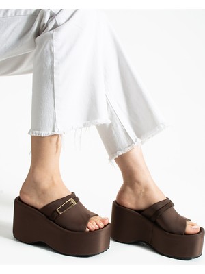 Dabab Shoes Lunara Kadın 10 cm Platform Topuk Tokalı Kalın Taban Terlik Sandalet