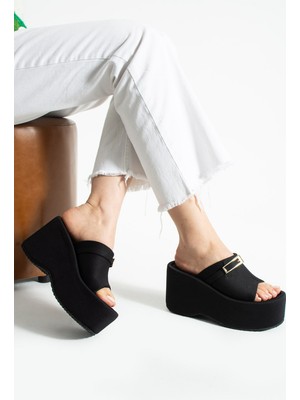Dabab Shoes Lunara Kadın 10 cm Platform Topuk Tokalı Kalın Taban Terlik Sandalet