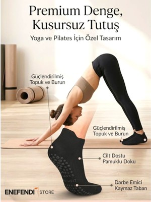 NF ND ENEFENDİ Kaydırmaz Tabanlı Unisex Siyah Yoga, Pilates Ve Tavaf Çorabı | Konforlu Spor Patik Çorap 36-40