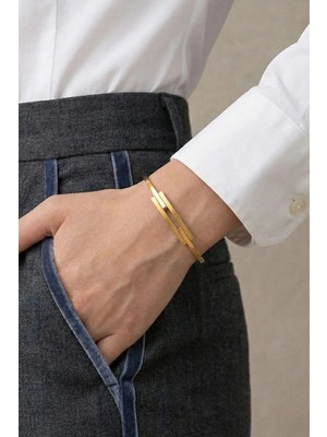 Bilezikci 14 Ayar Spor Kaburga Kelepçe Altın Bilezik