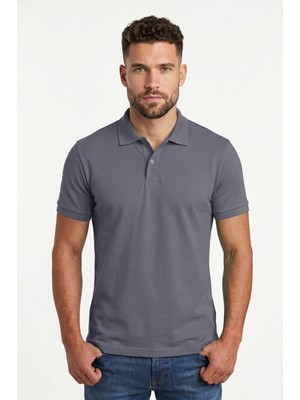 Erkek Polo Yaka Penye %100 Pamuklu Düğmeli T-Shirt